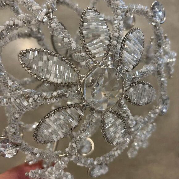 Christmas tree topper. Silver/beaded. New! - Picture 2 of 10